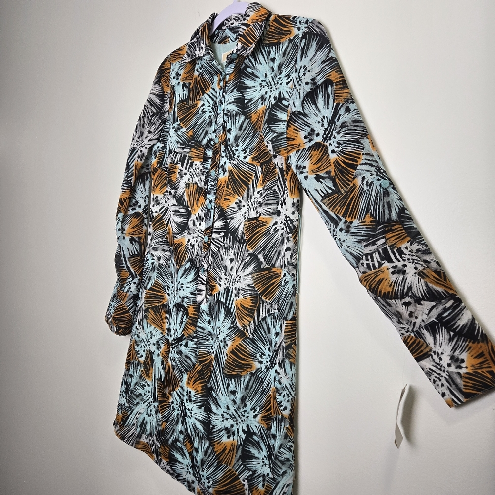 MICHAEL Michael Kors Mint Orange White Floral Boho Artsy Shirts Dress XS - Picture 5 of 10